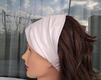 Weiß creme breites Seidensatin Stirnband für Hochzeit, Braut Boho Haarband