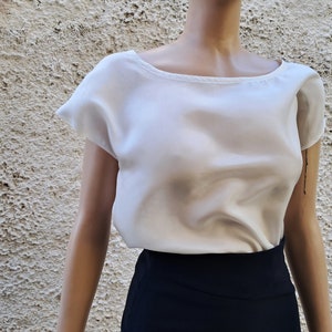 Easy digitale PDF Bluse XS-XXL, Pdf Schnittmuster Seidentop, U-Boot Ausschnitt Bluse Top Damen Schnittmuster, Sofort download ärmel Top