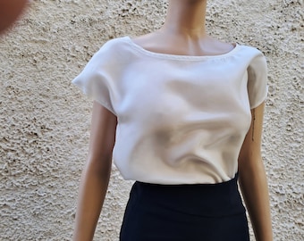 Easy digital PDF blouse XS-XXL, Pdf sewing pattern silk top, Boat neck blouse top women's sewing pattern, Instant download sleeved top