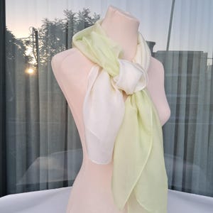 Spring Green Gradient Silk Scarf – Dyed Lightweight Silk Wrap for Women – Ombre Green Fashion Accessory