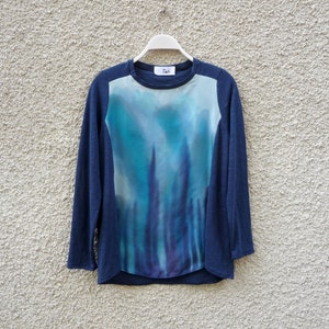 Blouse hand painted, Top silk women, Dyed silk clothing, Office wear top, Womens Gift Blouse silk, Top hand painted, Extravagant tunic