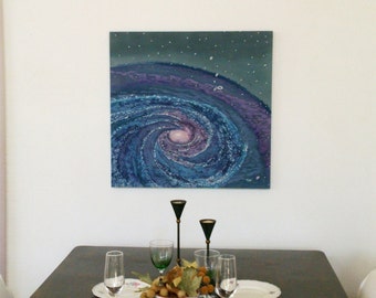 Andromeda Galaxy Painting Art, Space Planet Art, Purple and Blue Galaxy Art,Outer Space Art, Milky Way Art, Space Painting Art, Decor Cosmic