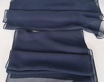 Blue silk chiffon fabric by the meter, Lightweight sheer chiffon, Dressmaking bridal & crafts fabric