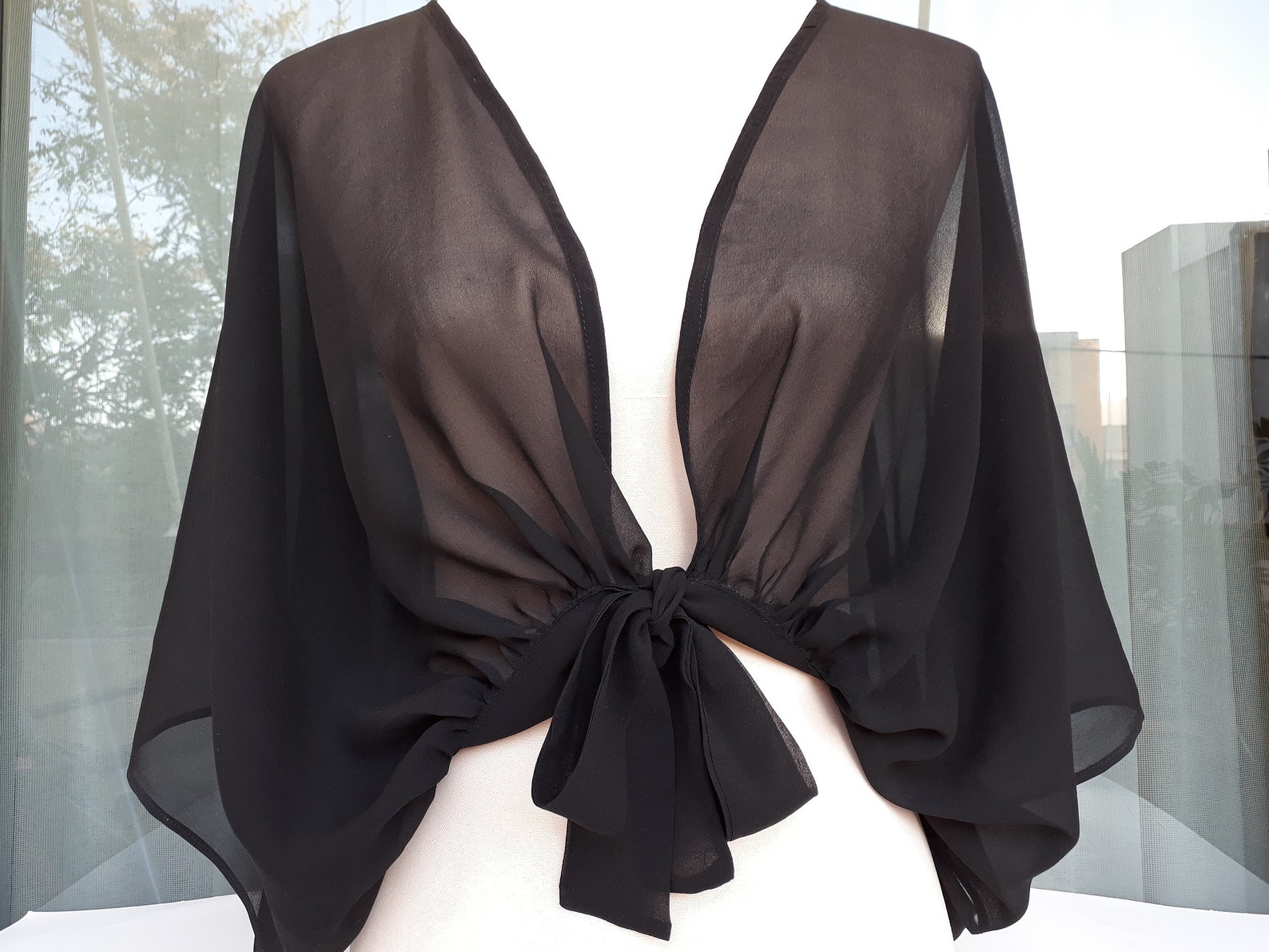 Women Bolero for Party, Silk Cropped Jacket, Black Bolero, See Through ...