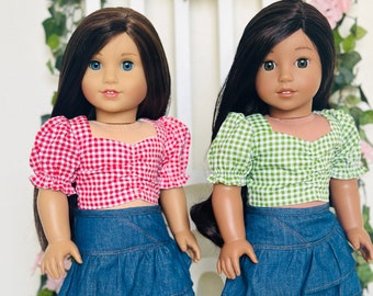 Gingham Top  for 18 inch dolls