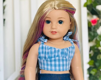 Gingham Tie Top -   Made to Fit 18 inch Dolls