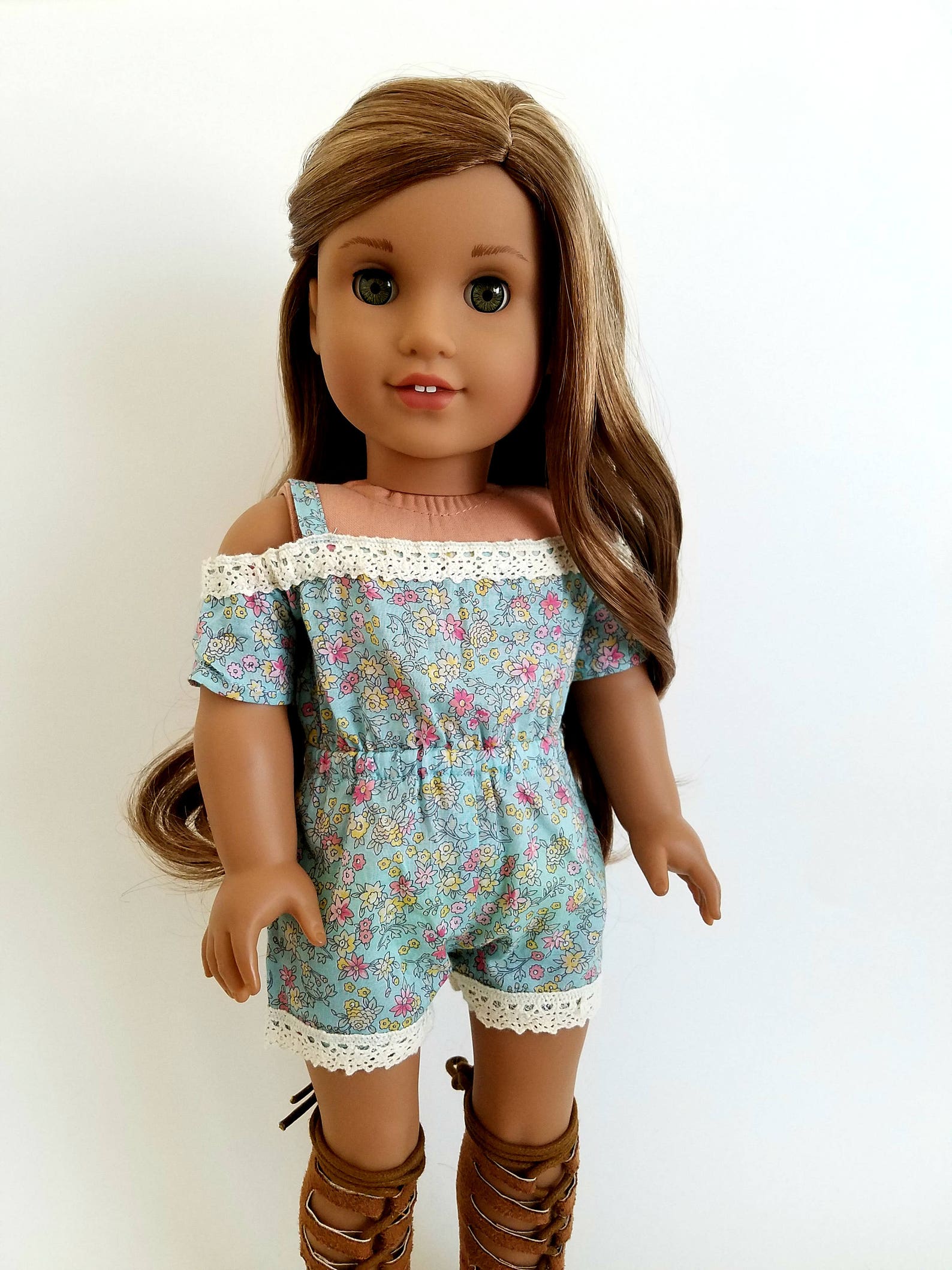 Off Shoulder Romper with Lace Trim for American Girl Dolls | Etsy