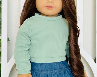 Sage Green Crop Sweater for 18" Dolls