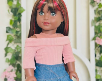 Pink Knit Off Shoulder Tops  Made to Fit 18 inch Dolls