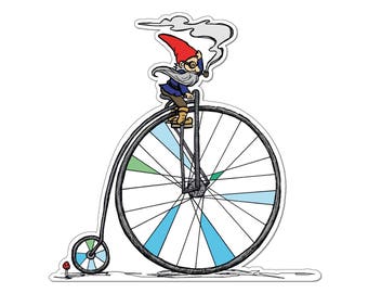 Gnome Bike Sticker- Gnome Decal- Bike Sticker- Bike Art - gnome - Vinyl decal by Ashley Bell