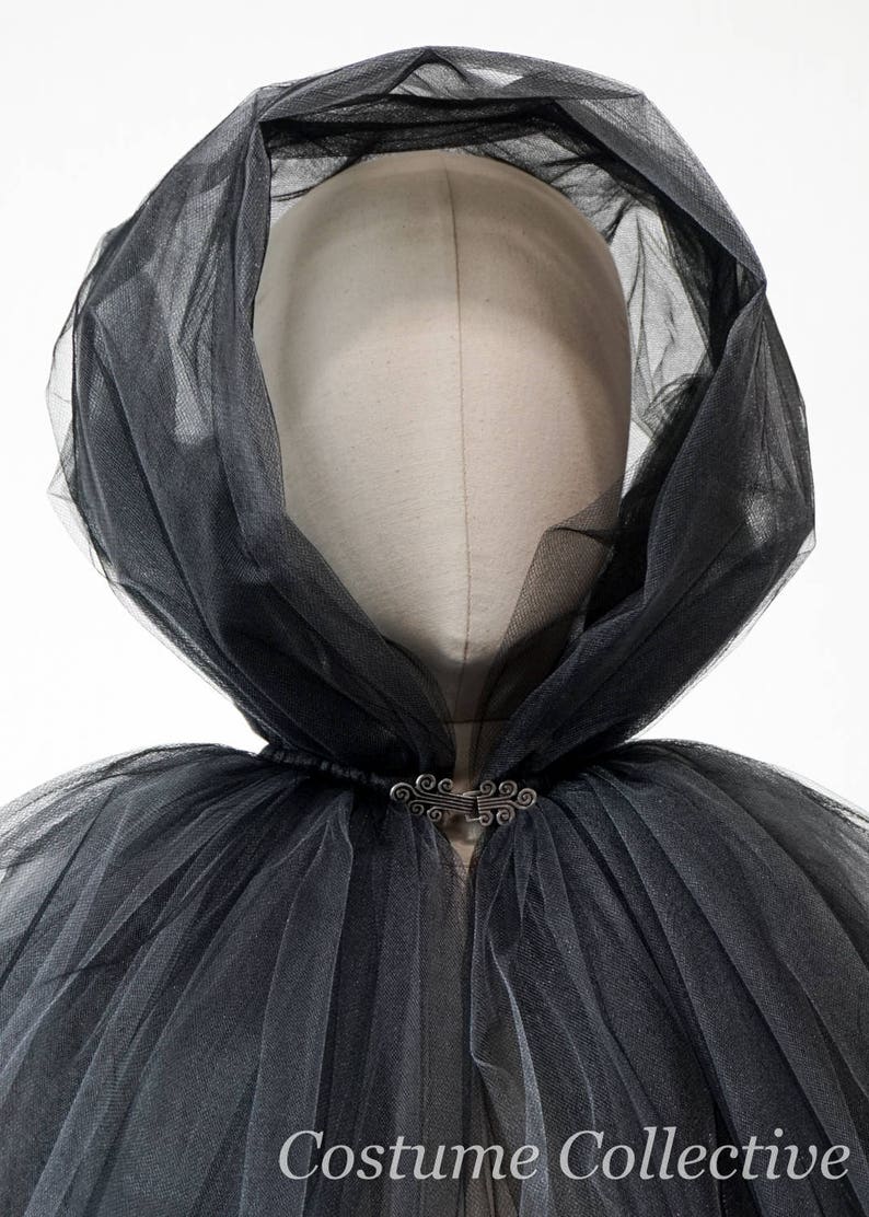 Long Tulle Cape with Hood Halloween Costume for Witch Etsy Long Tulle Cape with Hood Halloween Costume for Witch Etsy