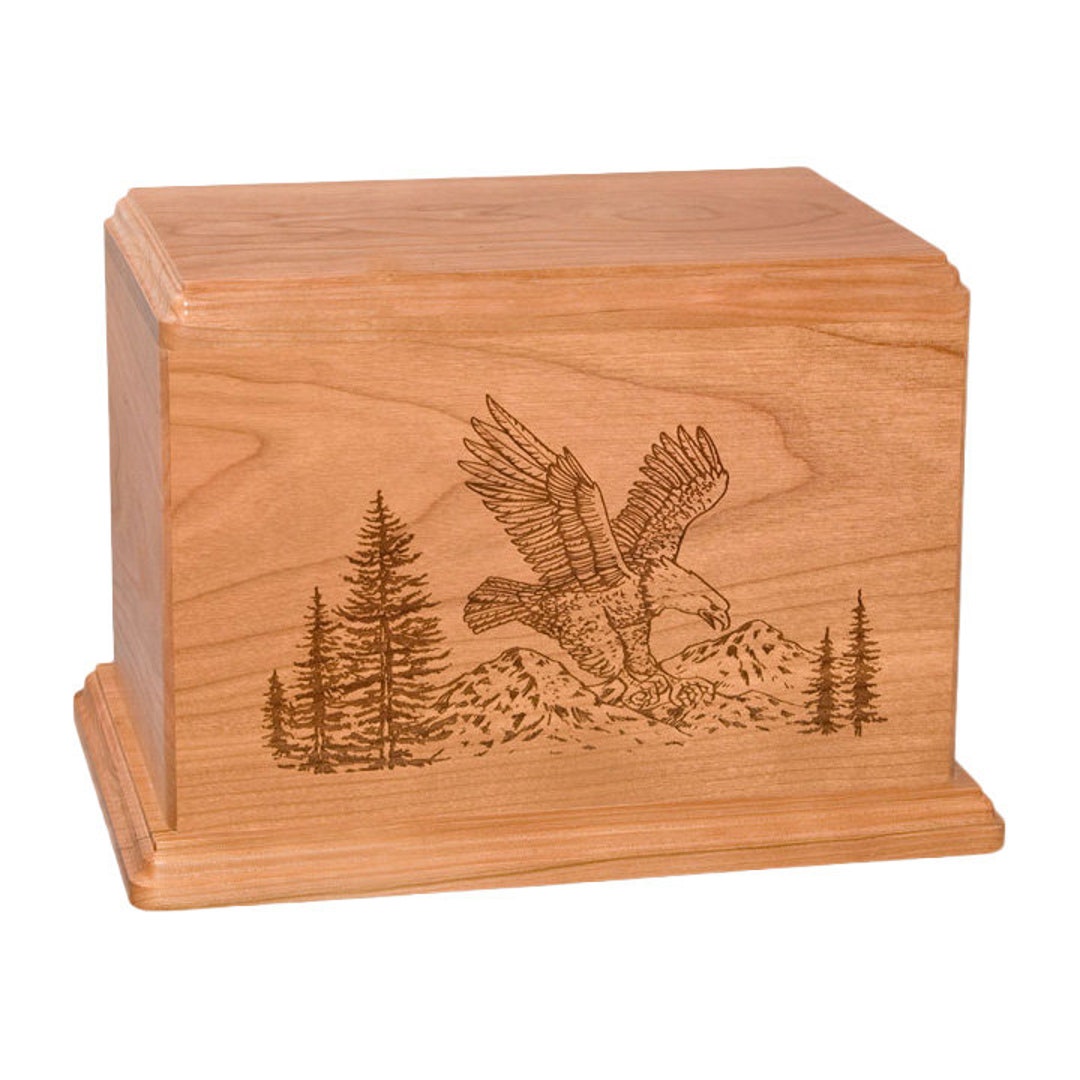Natural Cherry Eagle Wood Cremation Urn Etsy