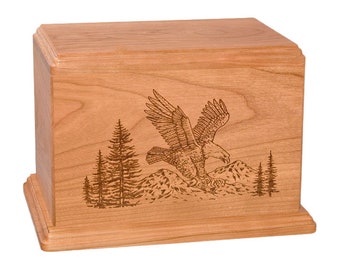 Natural Cherry Eagle Wood Cremation Urn