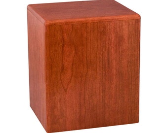 Cherry Cube Wood Cremation Urn