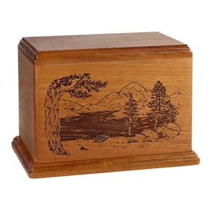 Mahogany Mountain Lakes Wood Cremation Urn