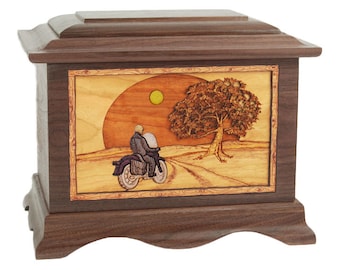 Walnut Motorcycle Ambassador Wood Cremation Urn