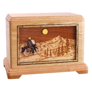 Oak Motorcycle in Mountains Hampton Wood Cremation Urn
