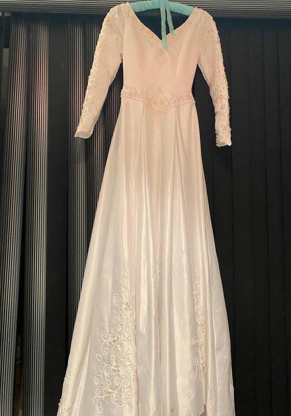 Long sleeve beaded wedding dress