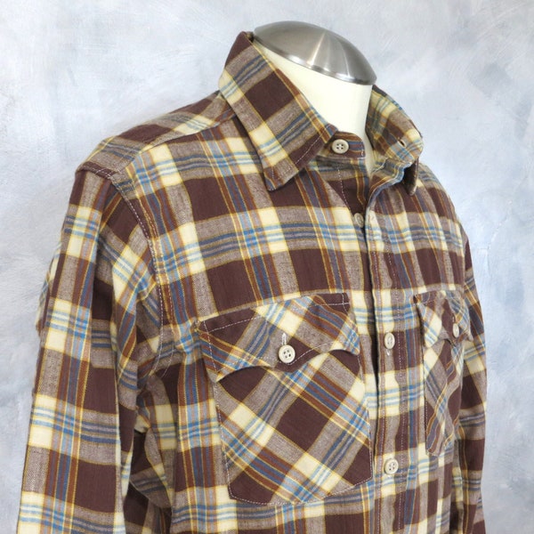 Vintage 80s JC Penney Plaid Flannel Plain Pocket Shirt Size Medium