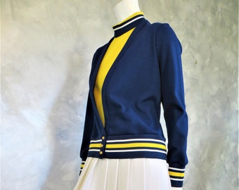 Vintage 60s Knit Preppy Dress with Pleated Skirt and Removable Jacket * Bust 35