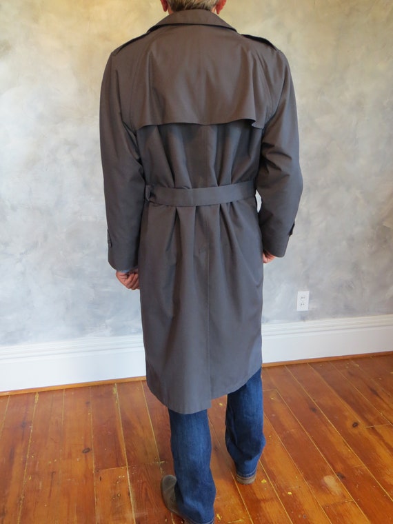Vintage Men's Trench Coat Grey 42R - removable wo… - image 5