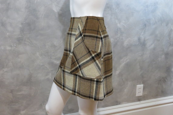 70's Plaid Miniskirt Size 2 * Big Pocket Belted S… - image 2