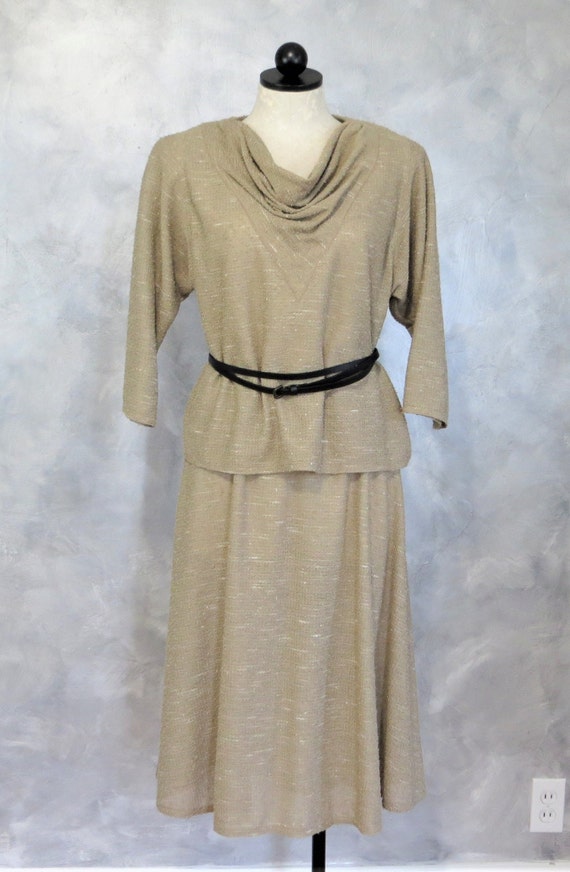 80's Cowl Neck Set * Shirt & Skirt Size XL * Wint… - image 7