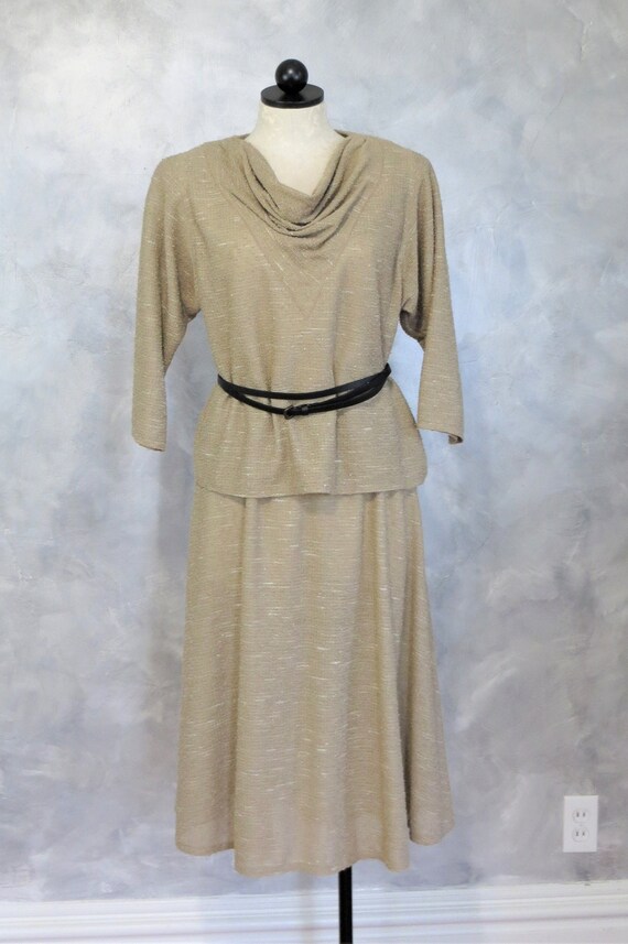 80's Cowl Neck Set * Shirt & Skirt Size XL * Wint… - image 9