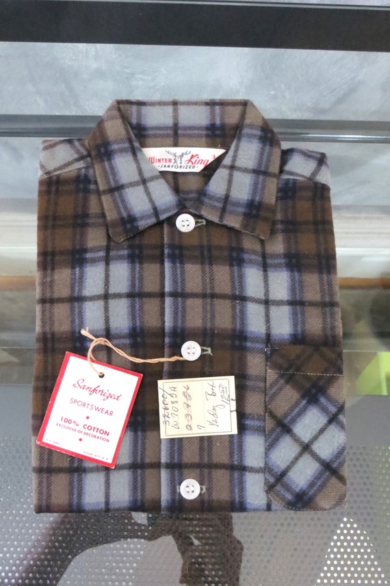 50s/60s Boys Plaid Flannel Shirt * Salesman Sample