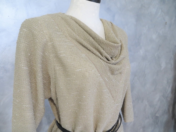 80's Cowl Neck Set * Shirt & Skirt Size XL * Wint… - image 1