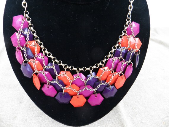 Vintage 60's/70's Statement Necklace/Disco Mesh/B… - image 6