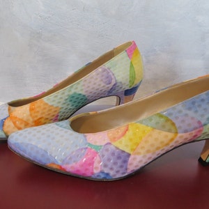 Vintage 80&#39;s Multicolor Spring Shoes with Sparkles* Special Event Shoes * Van Eli Made in Italy * Size 7N