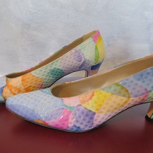 Vintage 80's Multicolor Pastel Pumps * Van Eli Made in Italy * Size 7N