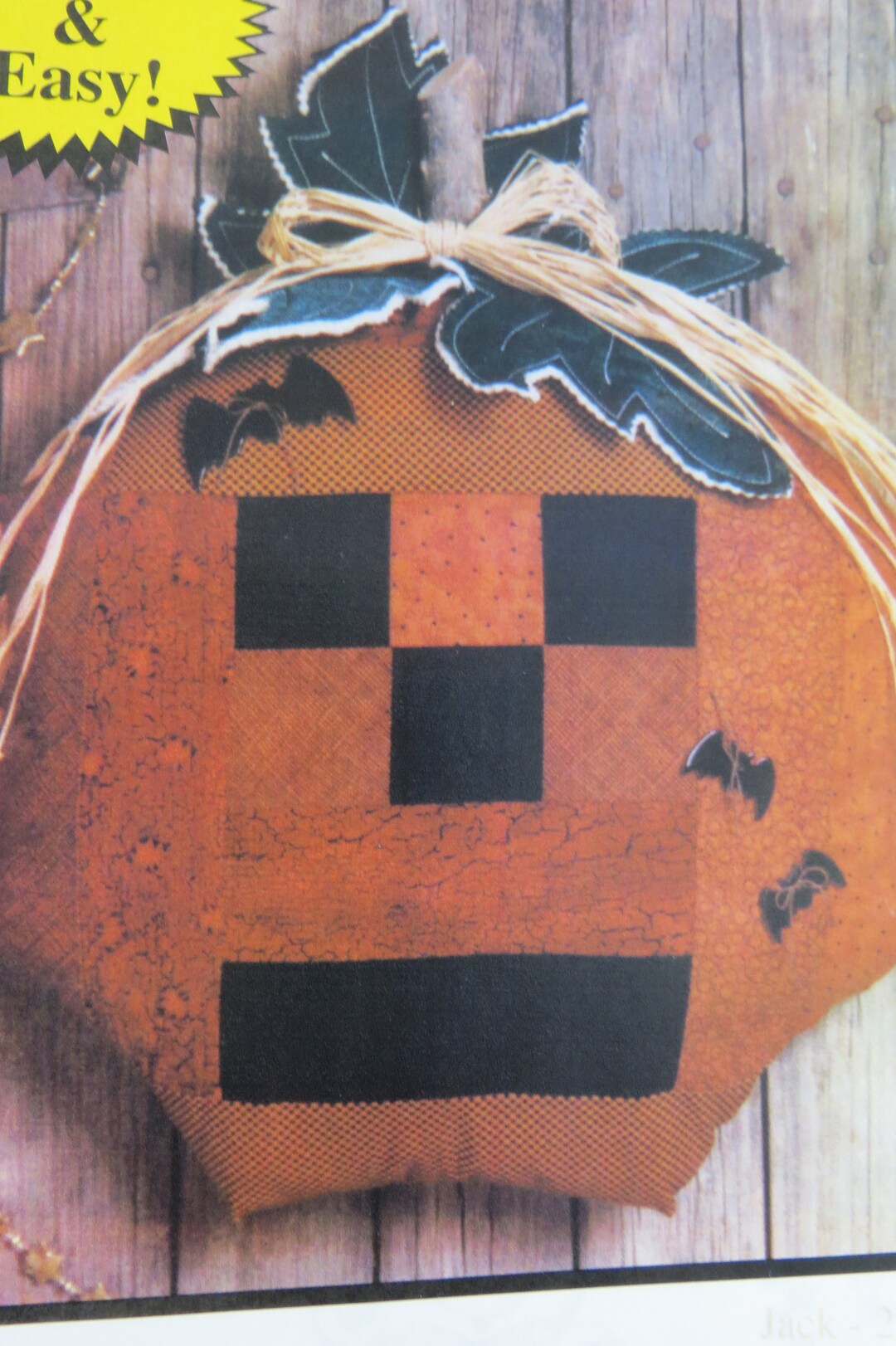 Vintage Y2K Quilted Pumpkin Sewing Pattern "batty Jack" by Happy Hollow ...