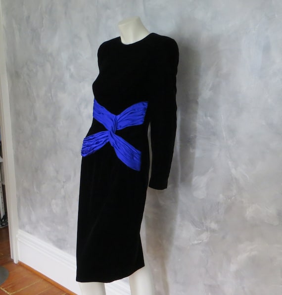 Vintage 1980s Black Crushed Velvet Party Dress: A.J. Bari, Size 6, Royal Purple Sash - Etsy Vintage 1980s Black Crushed Velvet Party Dress: A.J. Bari, Size 6, Royal Purple Sash - Etsy