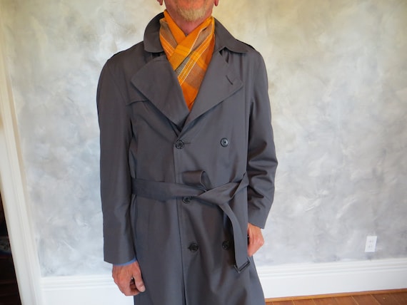 Vintage Men's Trench Coat Grey 42R - removable wo… - image 1