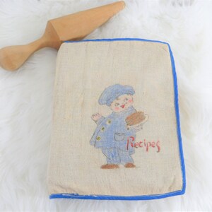 Vintage Cookbook Cover 1930s Handmade with Cute Kewpie Chef OOAK * Gift for Chef