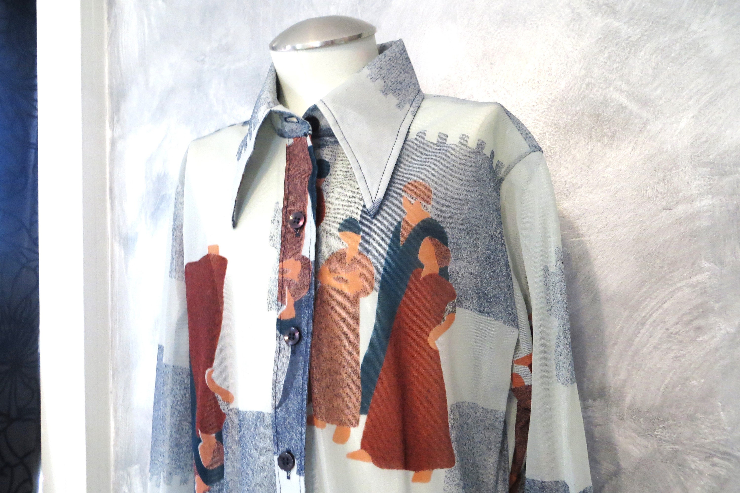 70s Polyester Shirt - Etsy