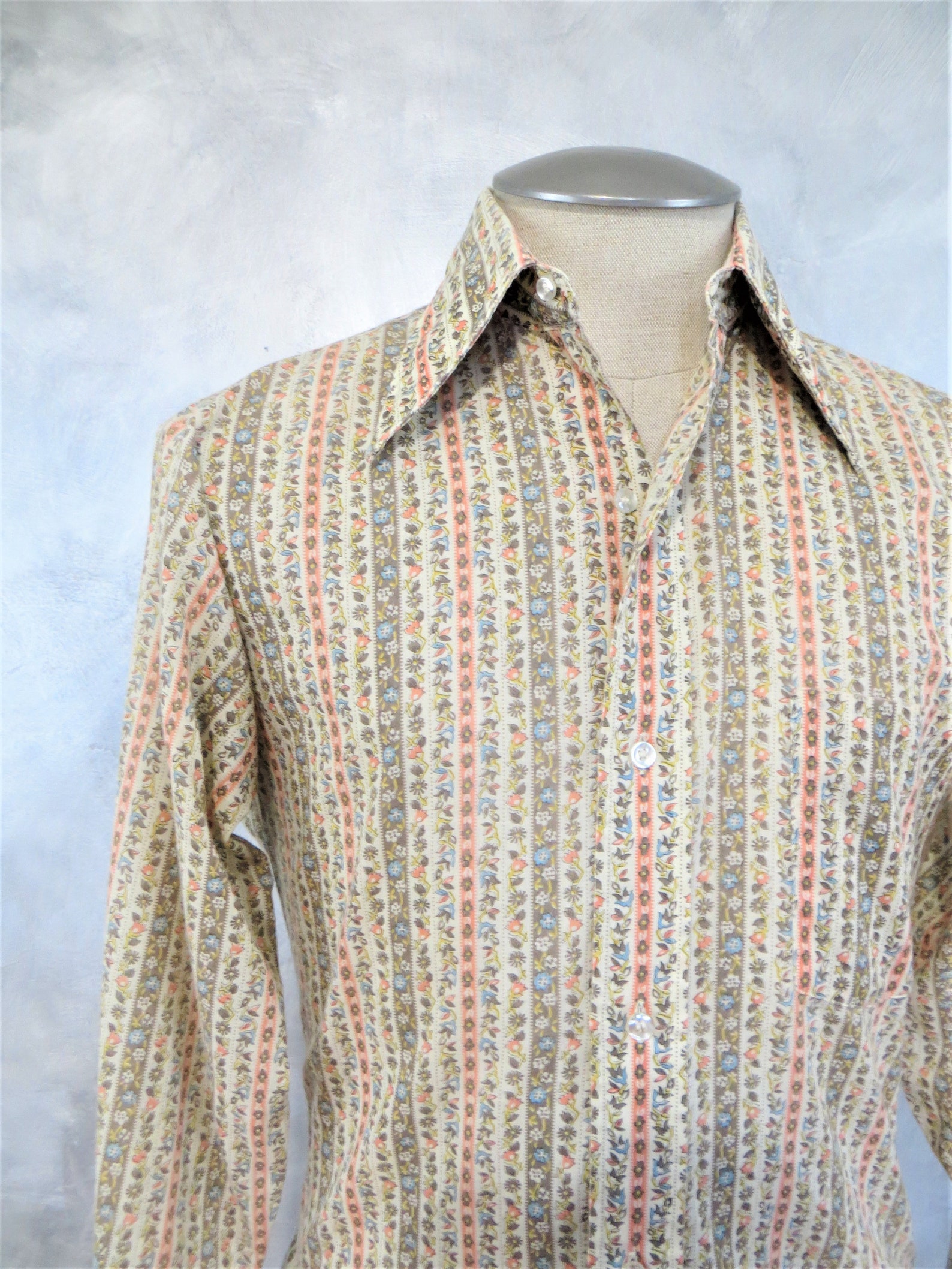 70s Men's Big Collar Mach 2 Arrow Shirt Long Sleeve Button | Etsy