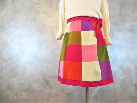Vintage 70's Patchwork Miniskirt/Mod Winter Weigh… - image 7