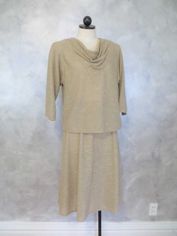 80's Cowl Neck Set * Shirt & Skirt Size XL * Wint… - image 10