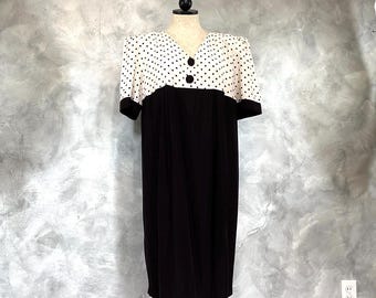 Vintage Polka Dot Dress: Two Tier Black and White by Cinnamon Stick, Size 8