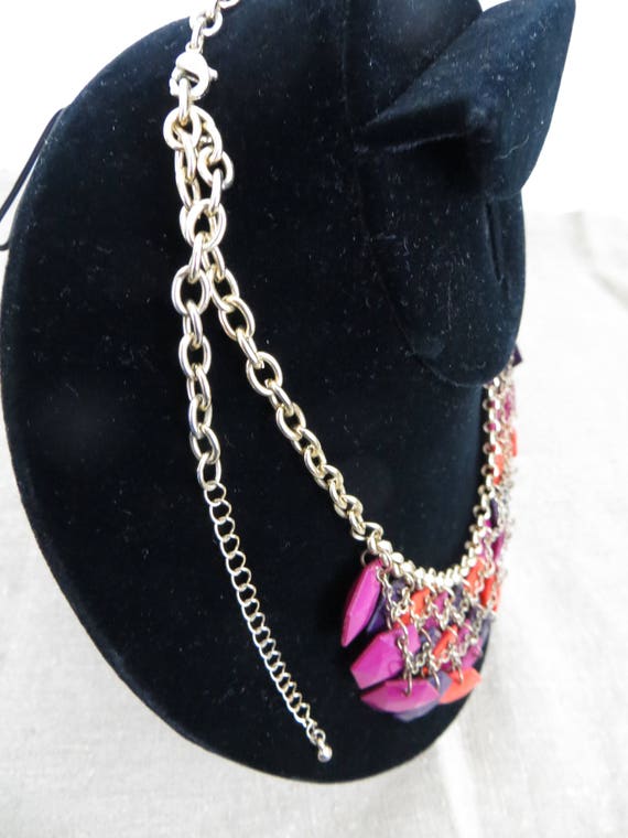 Vintage 60's/70's Statement Necklace/Disco Mesh/B… - image 4