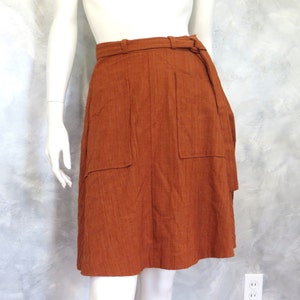 Vintage 70&#39;s Wrap Skirt * Burnt Orange Gauzy Material * Size Small