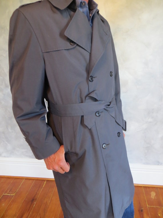 Vintage Men's Trench Coat Grey 42R - removable wo… - image 4