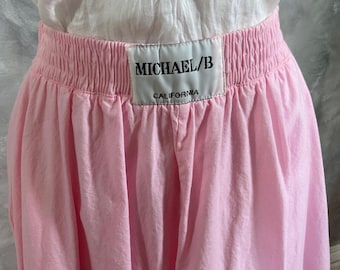 Vintage 80s Pink Full Midi Skirt- Spring Summer Cotton, Michael B California Size Small