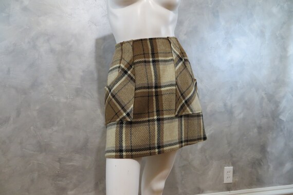 70's Plaid Miniskirt Size 2 * Big Pocket Belted S… - image 6