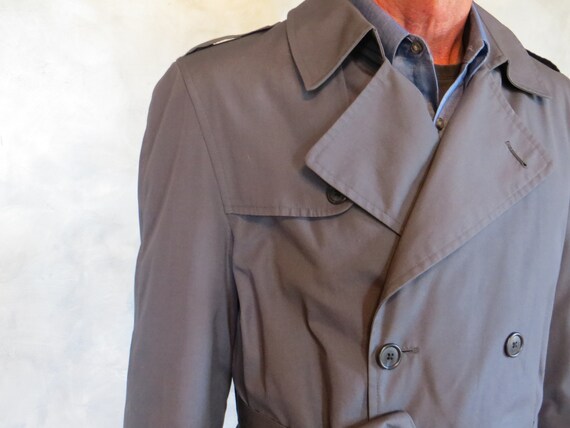 Vintage Men's Trench Coat Grey 42R - removable wo… - image 2