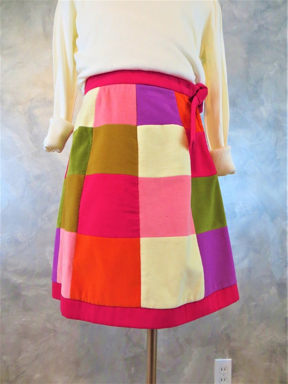 Vintage 70's Patchwork Miniskirt/Mod Winter Weigh… - image 3