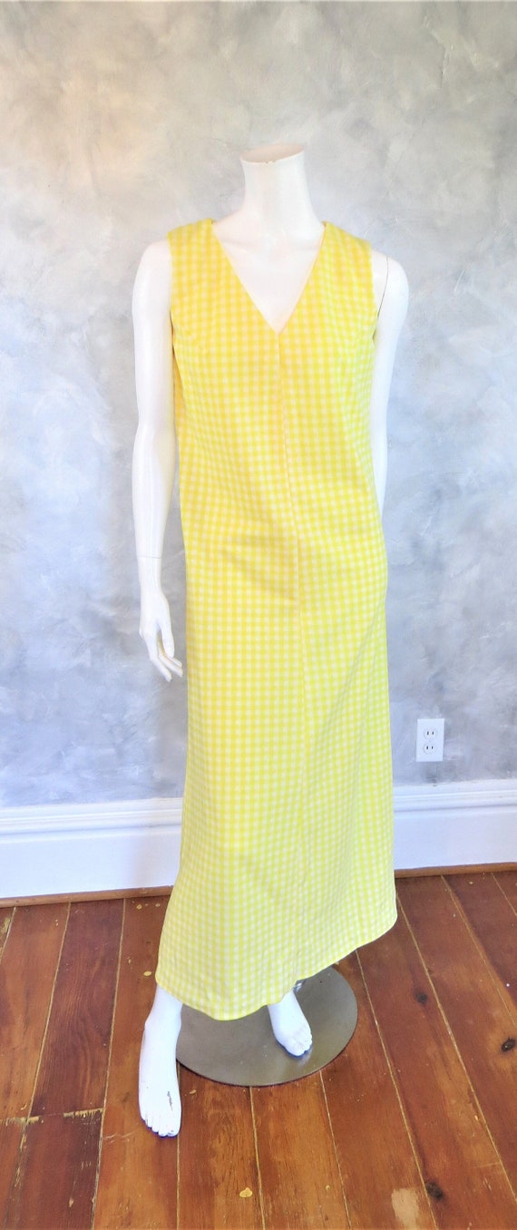 Vintage 70's sleeveless maxi dress sunny yellow cu